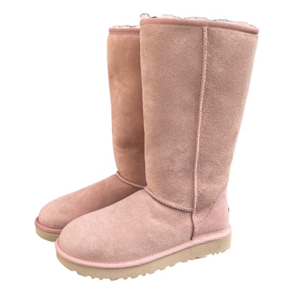Baby pink tall sheepskin boots